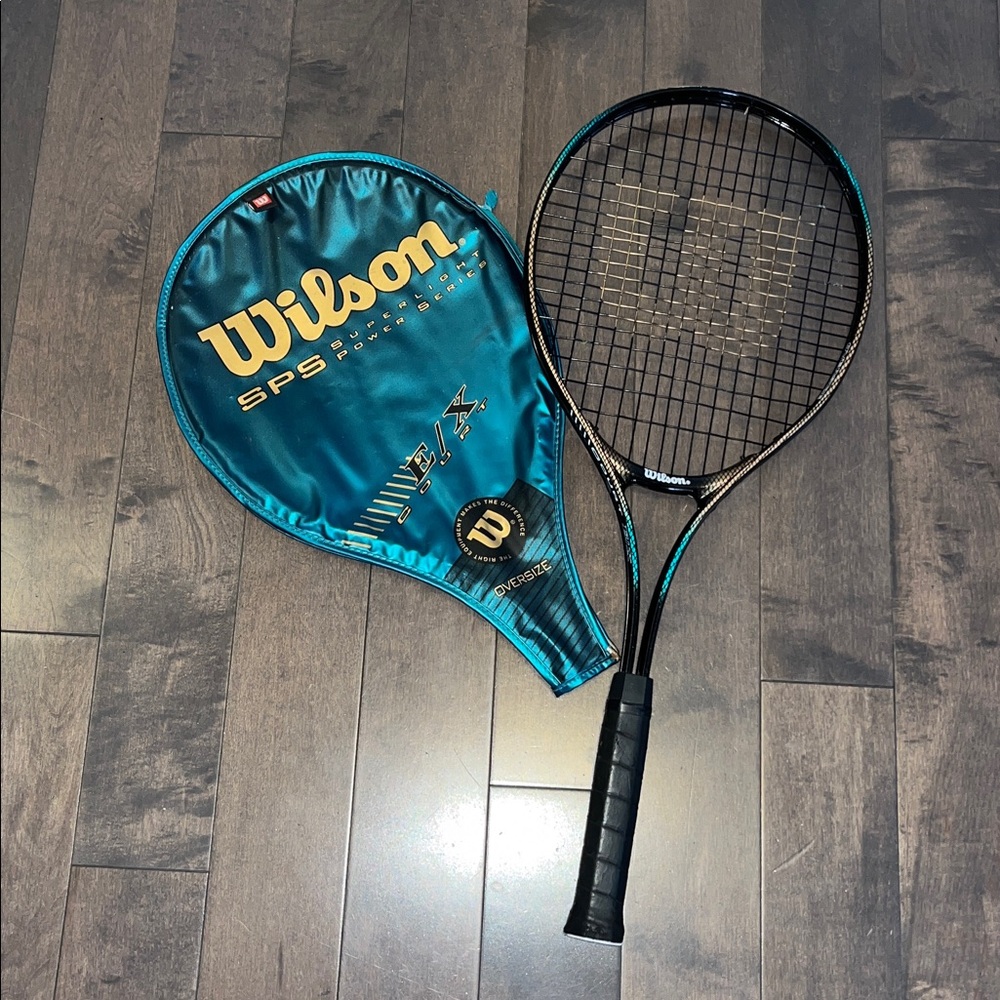 Wilson Teal and Black SPS Racket with Cover oversized